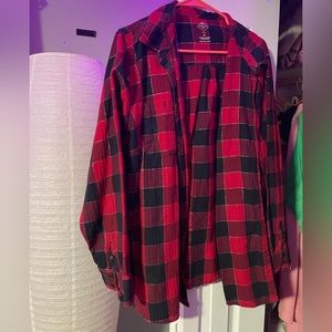 Red checkered button down flannel